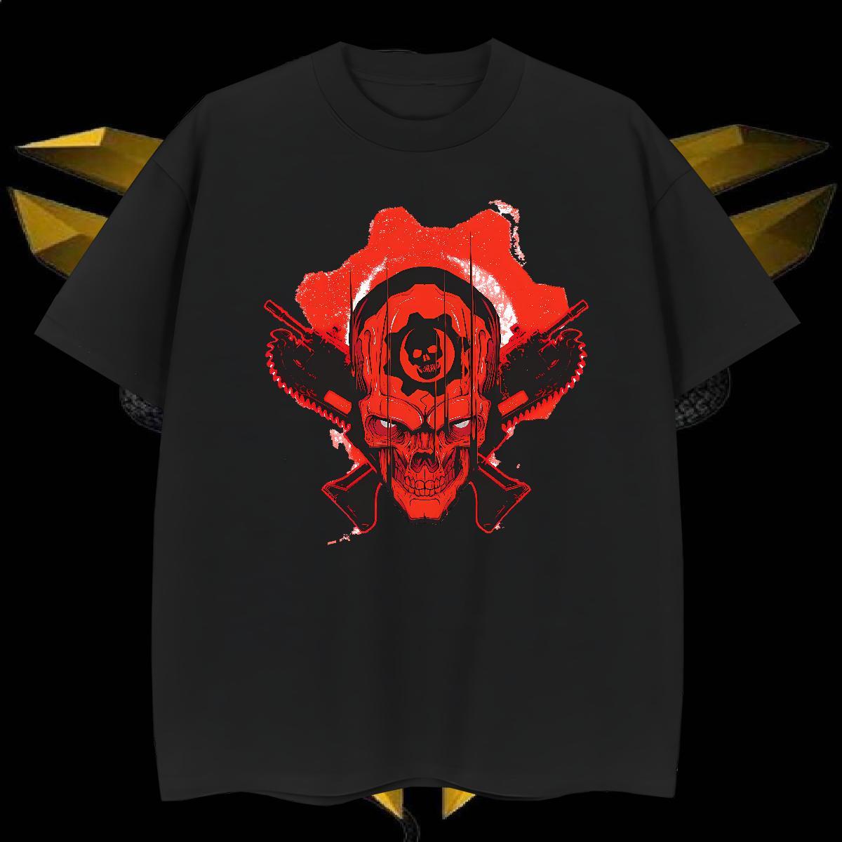 T Shirts Men 100% Cotton 230g scary Daily Wear Pure Cotton Floral Print Tshirts Wholesale Loose Fit Tee Shirt