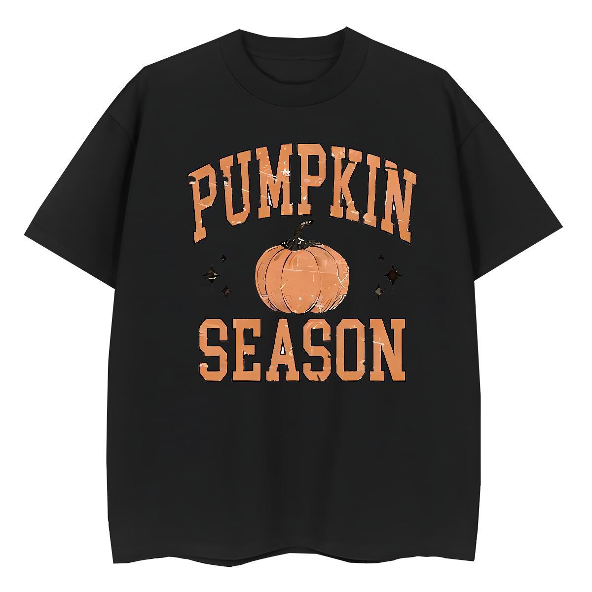 Loose Fit Men T Shirts pumpkin O Neck Short Sleeves Casual Beach DIY Anime 230g 100% Cotton Men Clothes T-Shirt Fashion Casual Tops Tees