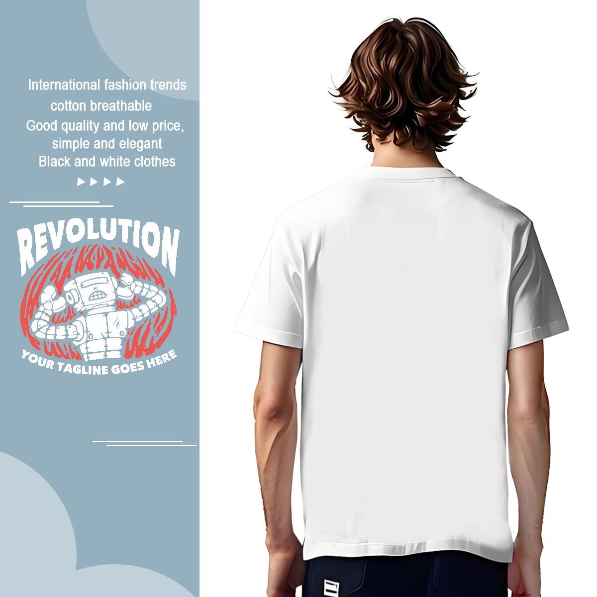 Popular robot 100% Cotton 230g Couples T Shirts Hip Hop Crew Neck Breathable Man T Shirts 2024 Summer DIY Printed Clothings