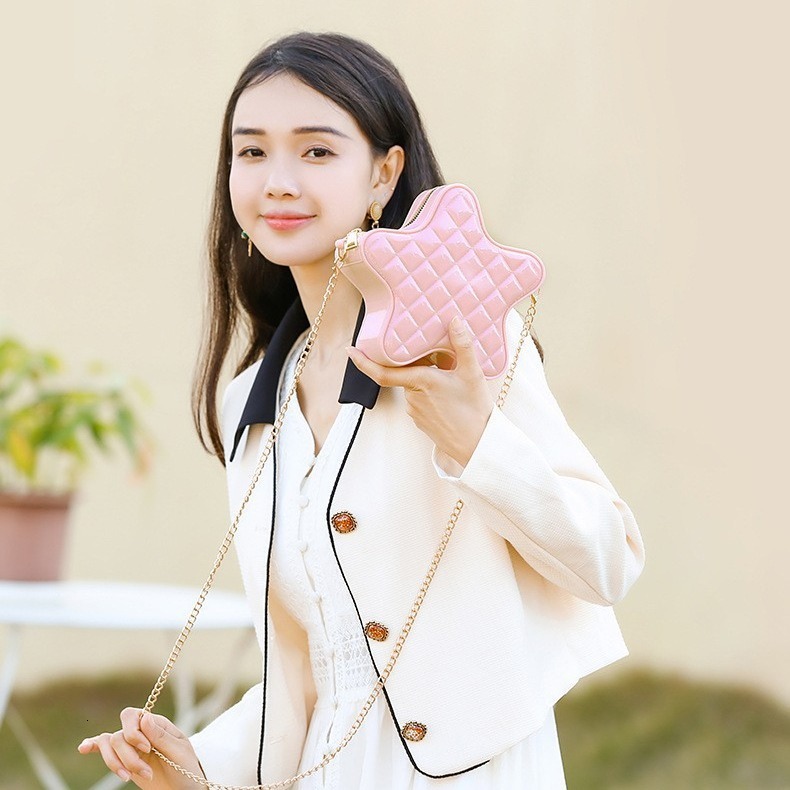 PVC pentagonal Barbie jelly fashionable versatile, diamond grid bag, dirt resistant and easy to wash, summer women's diagonal cross