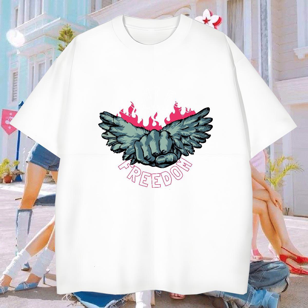 T shirt 230g Cotton wing Summer Casual Short Sleeve Soft Oversized Men Tshirts Classic Cool Tees