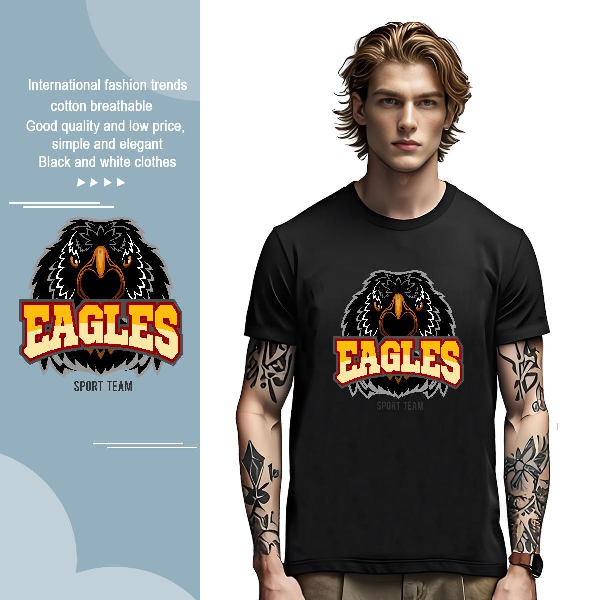 Comfortable Mens T Shirts eagle Round Neck Short Sleeve Casual Beach Custom Print Plus Size 230g 100% Cotton Tshirt for Man Woman Brand Polos