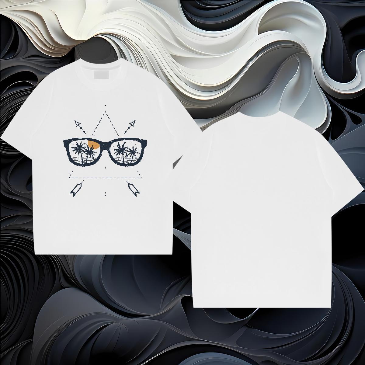 Customized Tshirt for Man Woman sea Casual Beach 230g Pure Cotton Tees Shirts Short Sleeve O-Neck Unisex T Shirt For Man Black White