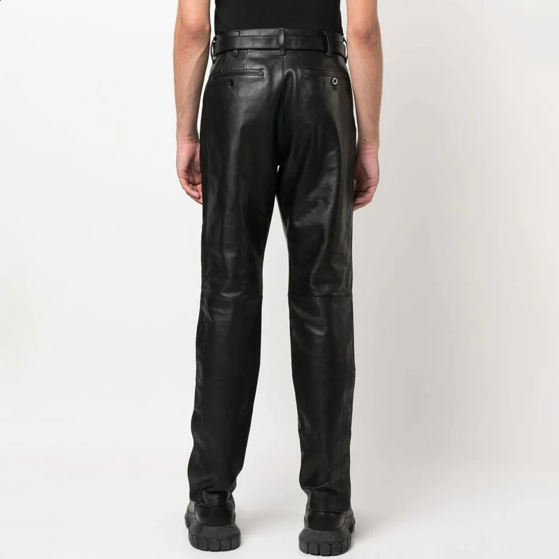 Mens Fashion Black Leather Pants SpringSummer Product UK Customized Sheepskin 240819