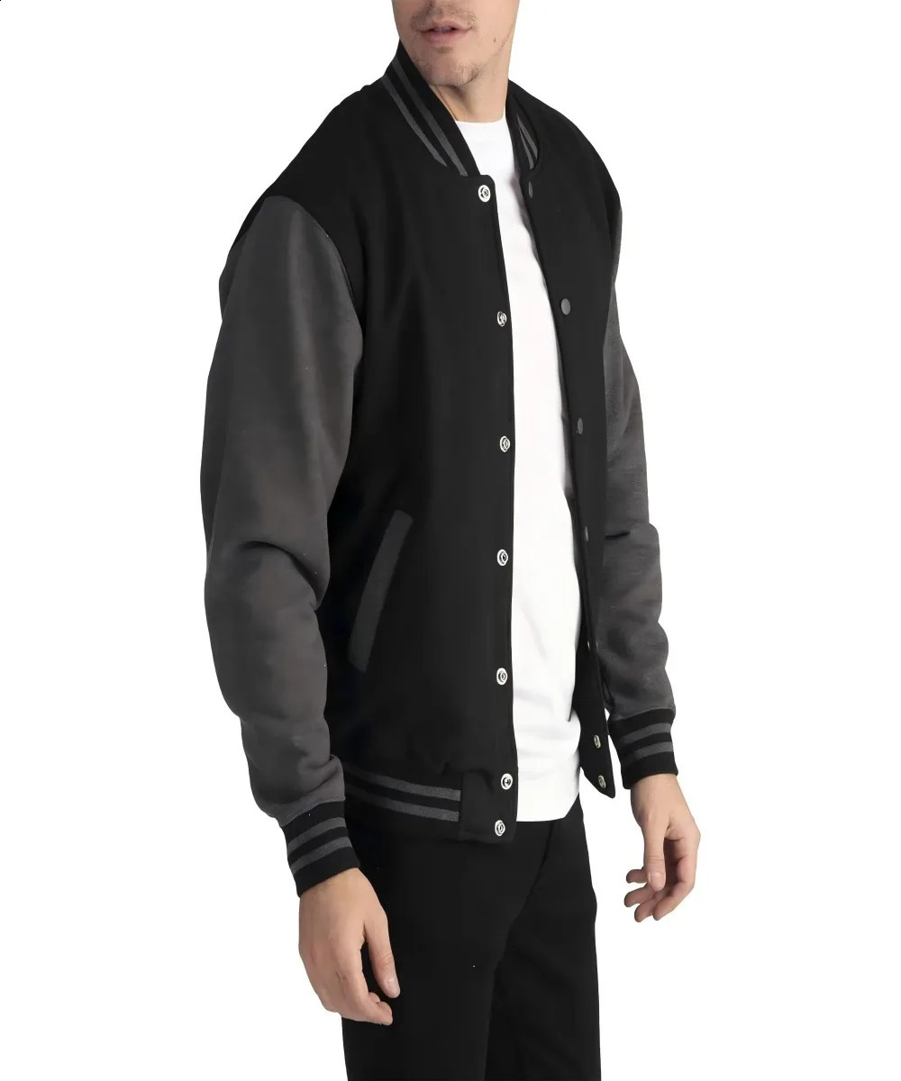 Fashion Wool Casual Baseball Uniform Cotton Splicing Regular Ribbons Clothing Bomber Jacket 240820