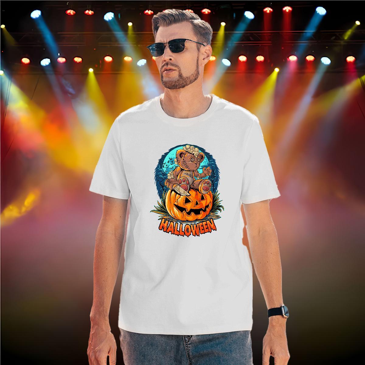 Cool Design Man T Shirts pumpkin O-Neck Short Sleeve Casual Custom Cartoon 230g Cotton Tshirts New Designer Tees Shirts