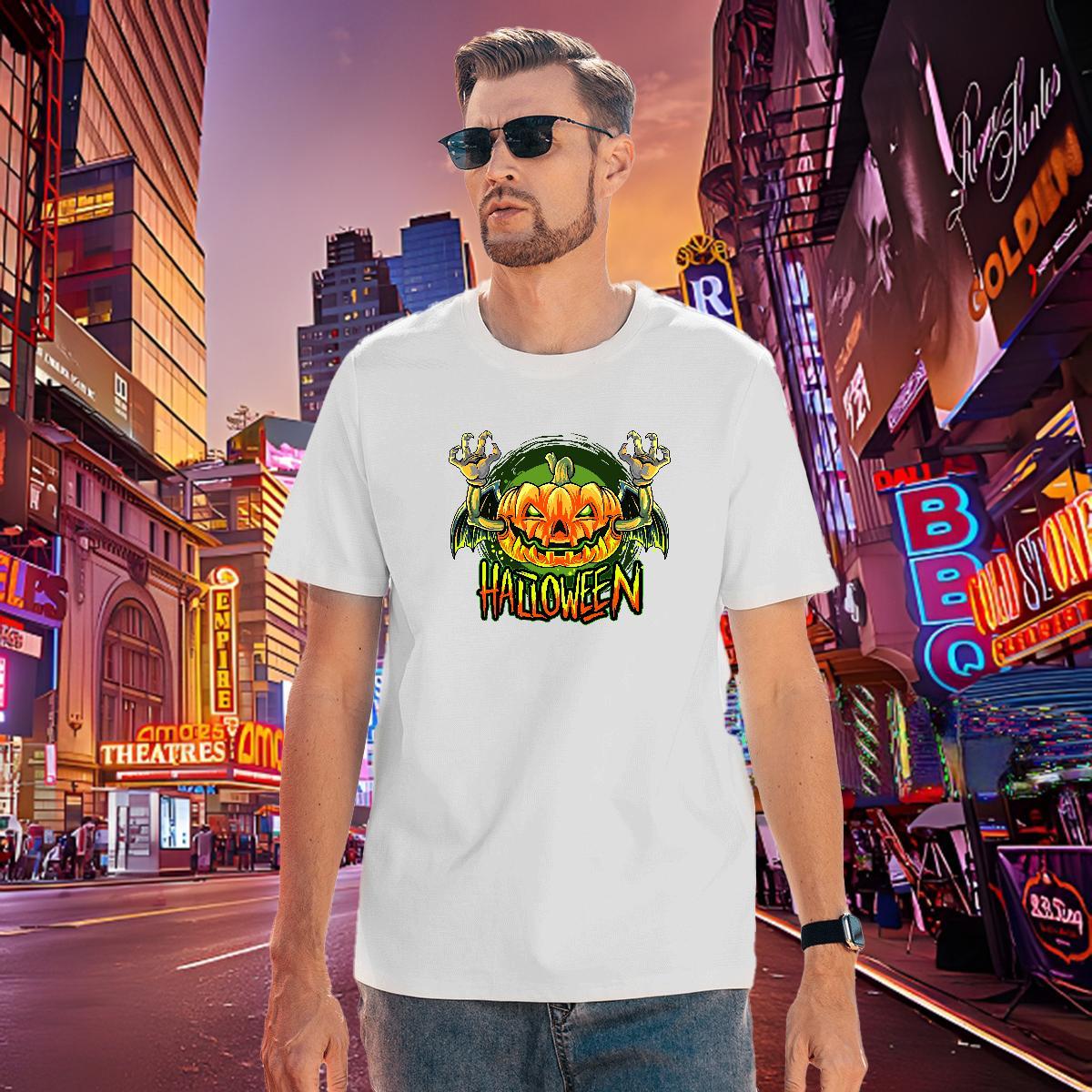 Classic Man T Shirts pumpkin Breathable Crew Neck Street wear Hip Hop Graphic 230g Cotton Couples T Shirts Free Shipping Tee Shirt