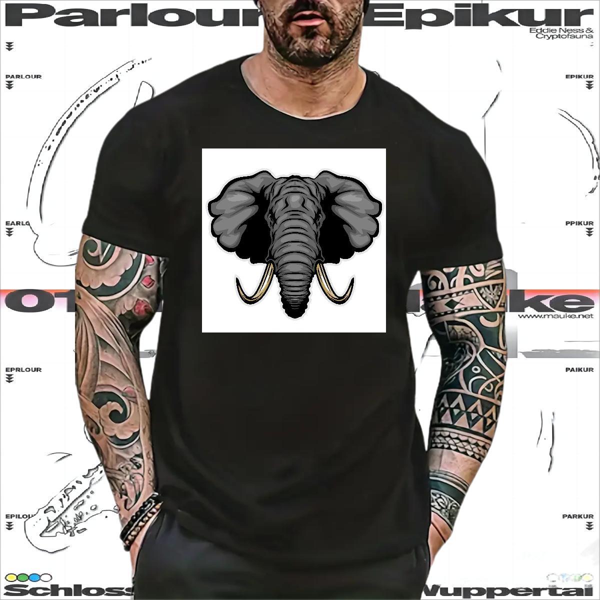 Soft T-Shirts elephant Round Neck Short Sleeve Casual Cartoon Printing L-4XL 230g 100% Cotton Couples T Shirts New Arrival Tops Tees