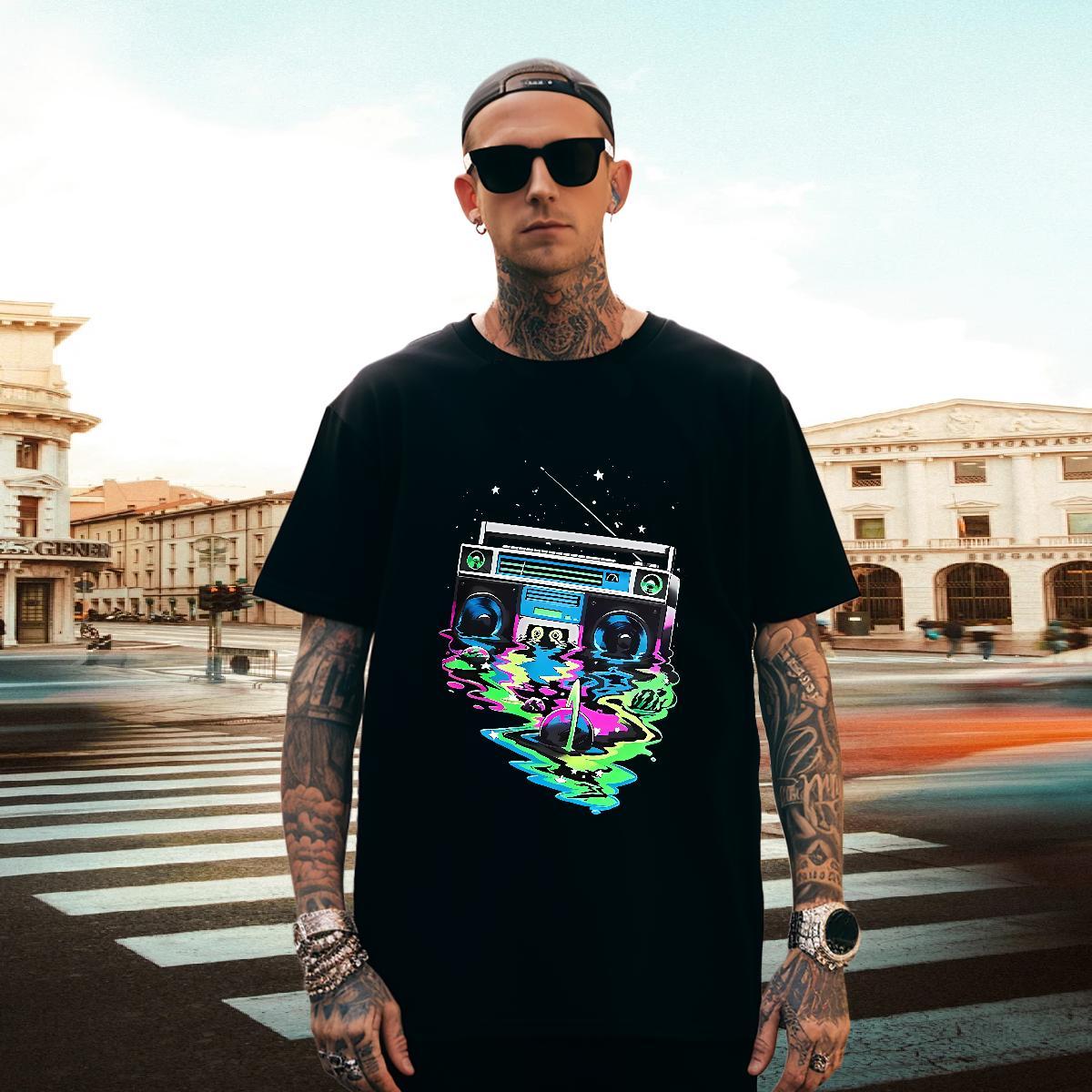 Cool Design Tshirts Street wear Hip Hop 100% Cotton 230g Custom Big Size Breathable Short Sleeve radio T Shirts Men Fashion New Polos