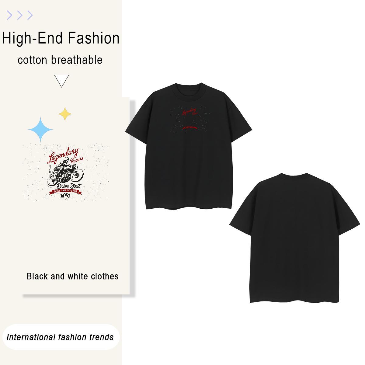 Loose Motorcycle 230g Cotton Men Tshirts Beach Short Sleeve Soft T Shirt For Man Fashion Designer Plus Size Cartoon Clothes