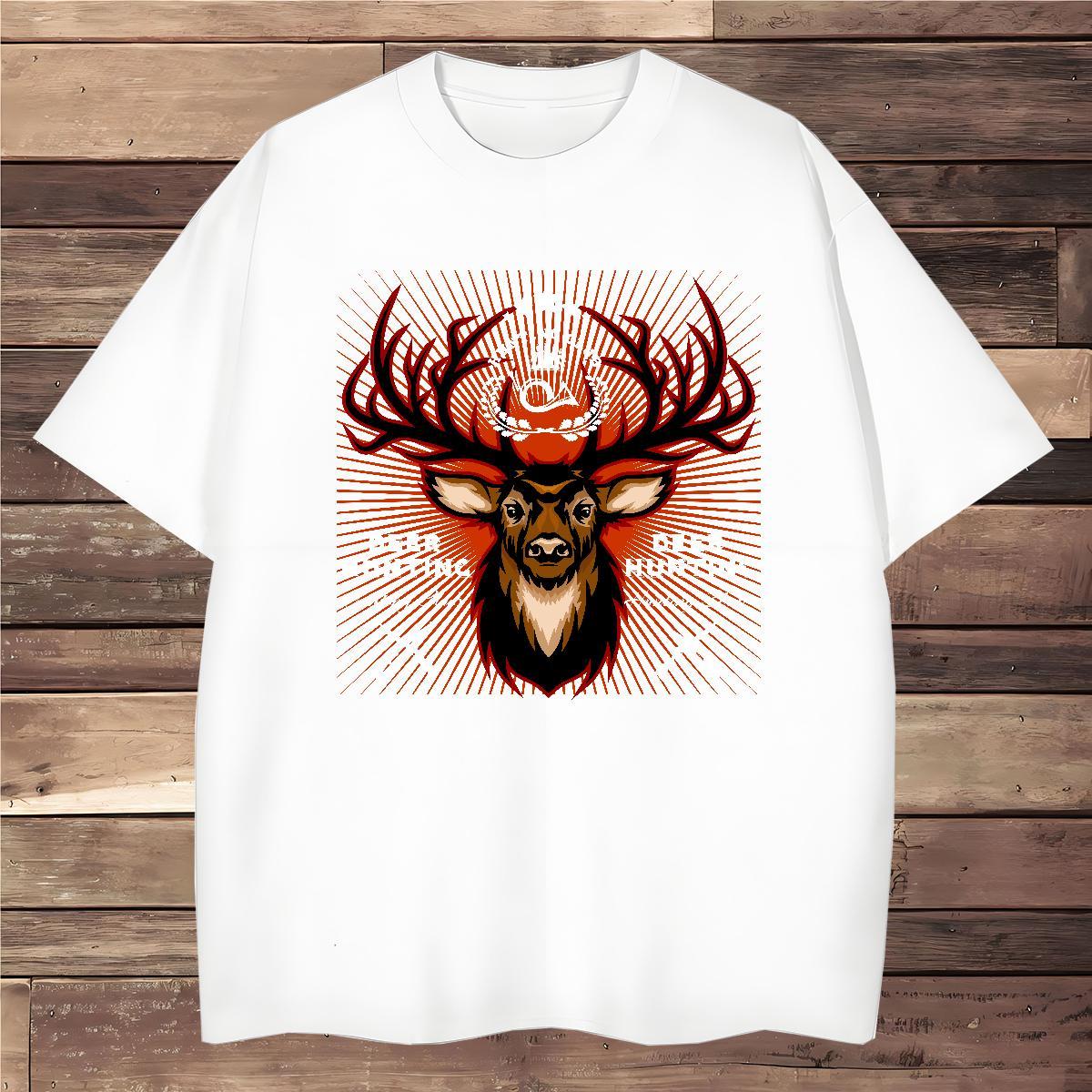 Brand T Shirt For Man deer O Neck Short Sleeves Street Casual DIY Anime 100% Cotton 230g Men Tees Fashion Casual Tee Shirt
