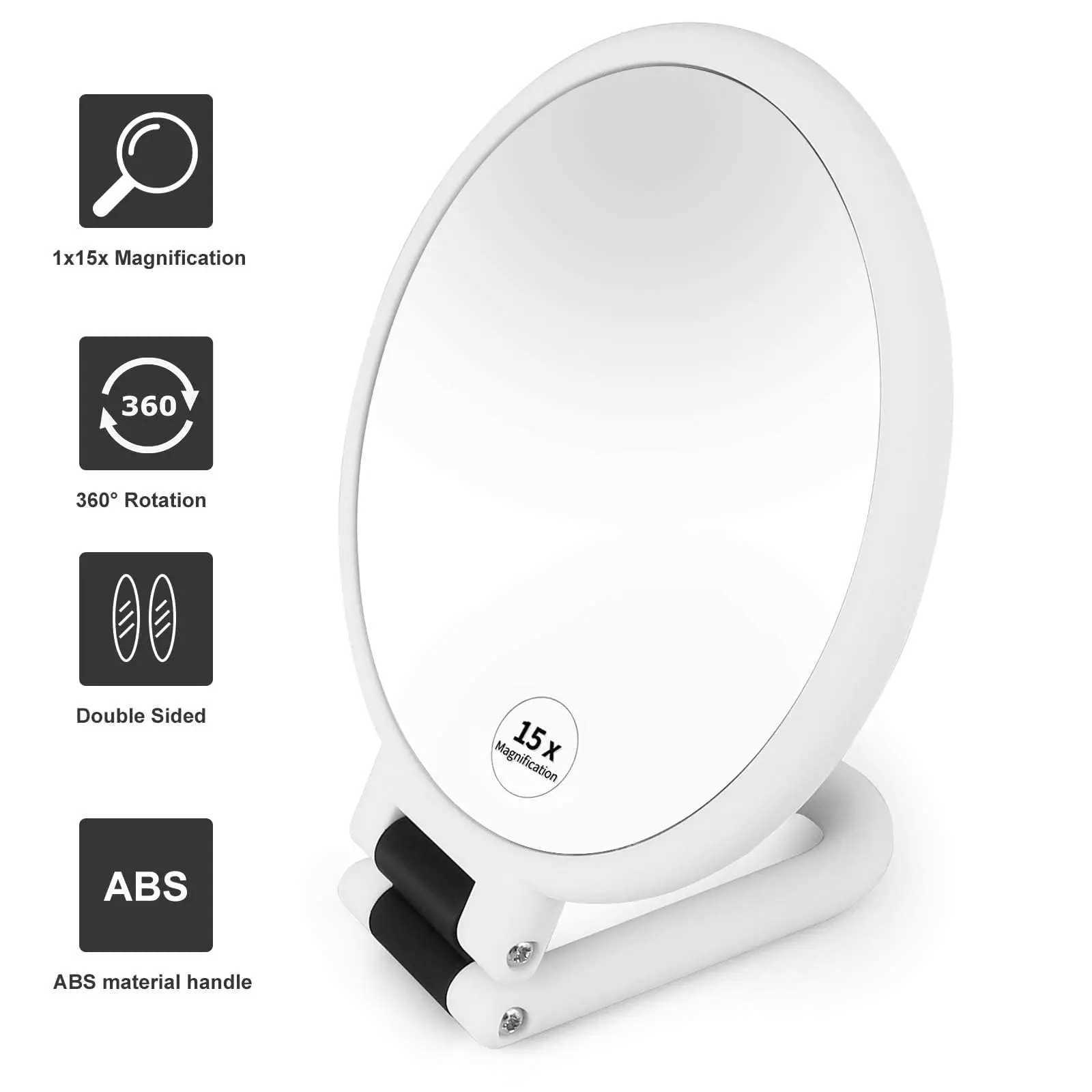15x Magnifying Hand Mirror Double Sided Makeup Mirrors with 360 Folding Handle Travel Beauty Vanity Mirror for Women Men Shavin Y240819