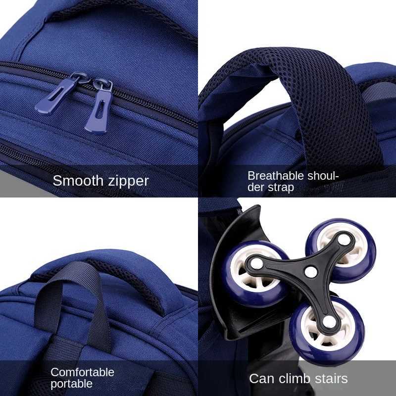 Elementary School Backpacks with Trolley Wheeled School Bag for Boys Girls Rolling Backpack with Wheels Kids Stair Climbing Cart Y240820