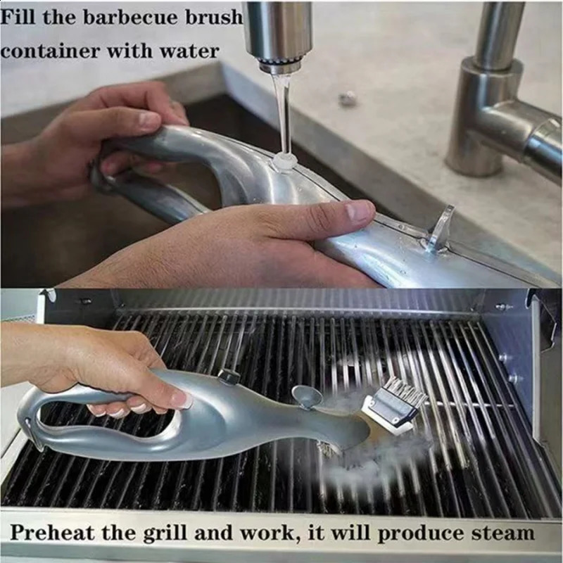 Portable Steam Cleaning Brushes Barbecue Grill Cleaning Brush BBQ Tools Cleaner Scraper Kitchen Gadget Grill Stain Removal Brush 240819