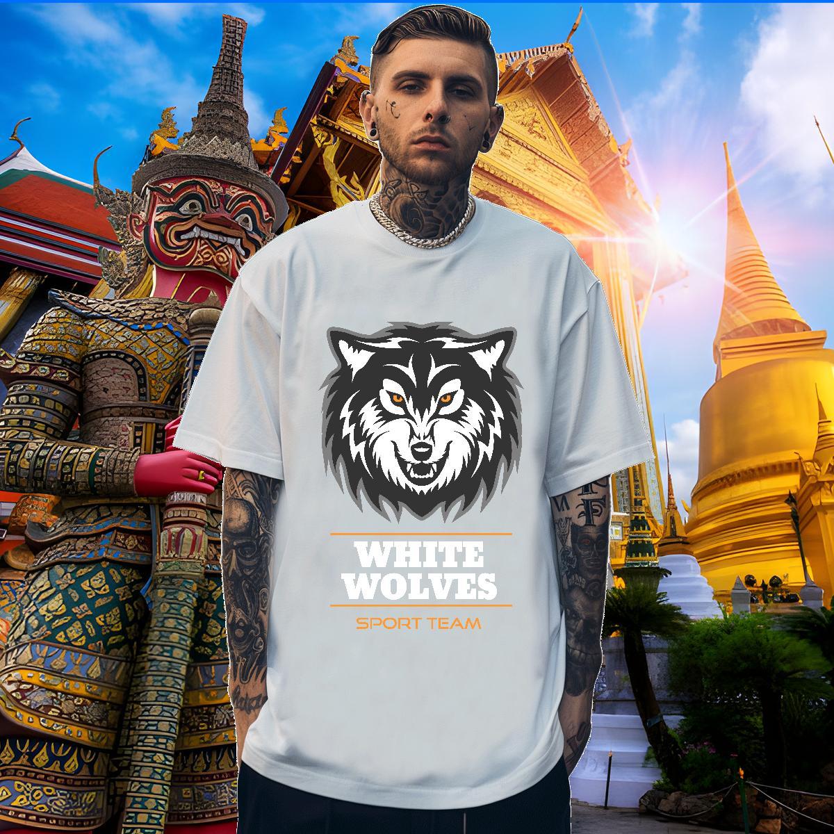 Free Shipping T shirt wolf Breathable Short Sleeve Daily Outfit Customized Print 230g Pure Cotton Couples T Shirts 2024 Clothings