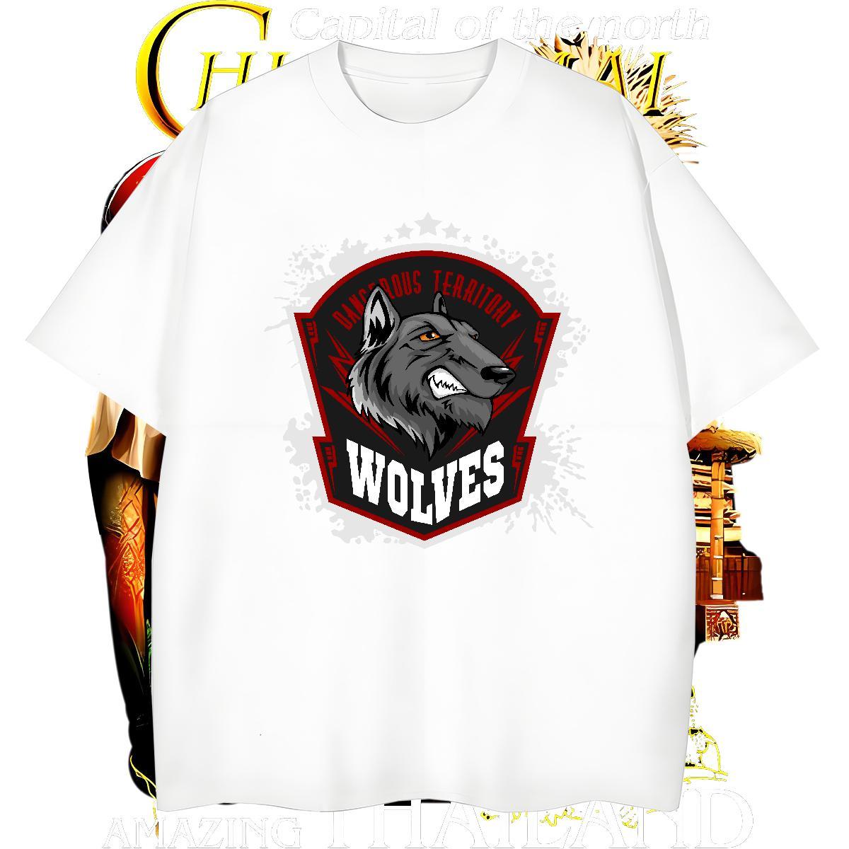 Unisex Man T Shirts wolf O Neck Short Sleeves Summer Casual DIY Printed 230g Cotton Couples T Shirts Fashion Designer Tshirts