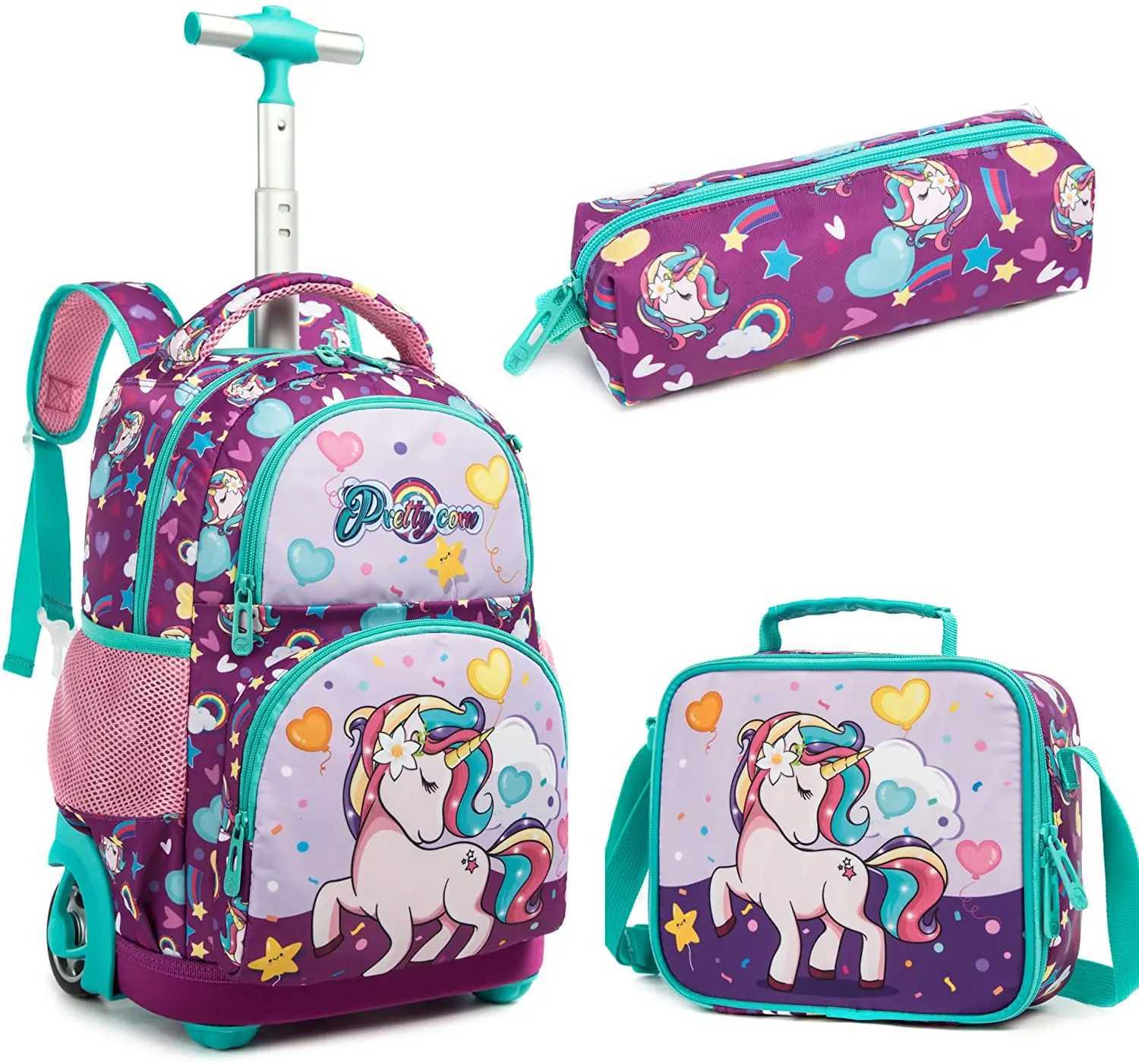 Kids 16 inch School Rolling Backpack Bag girls School Trolley Bag for boys Laptop Trolley Backpack Children Rolling luggage Bags Y240820