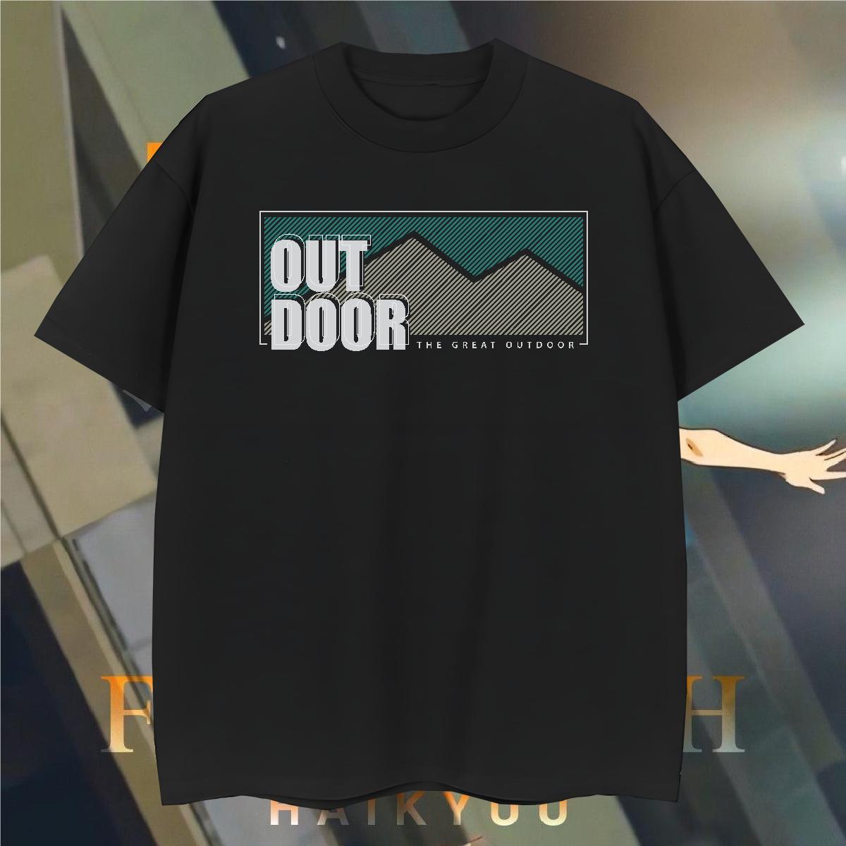 Unisex mountains 230g Cotton Couples T Shirts Home Outdoor Short Sleeve O-Neck Men T Shirts Customized Floral Print Polos