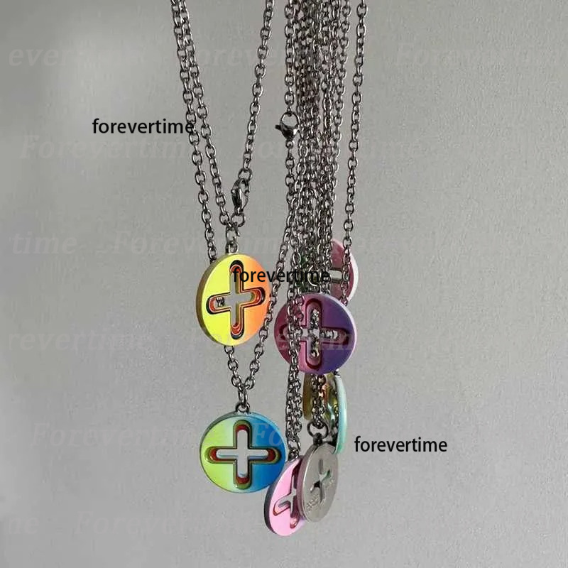 925 silver Designer necklace for women HOMER FRANK OCEAN Necklaces collarbone chain Bevel Cut Enamel Gradient Drop Glaze cross Pendant Necklaces jewelry gift
