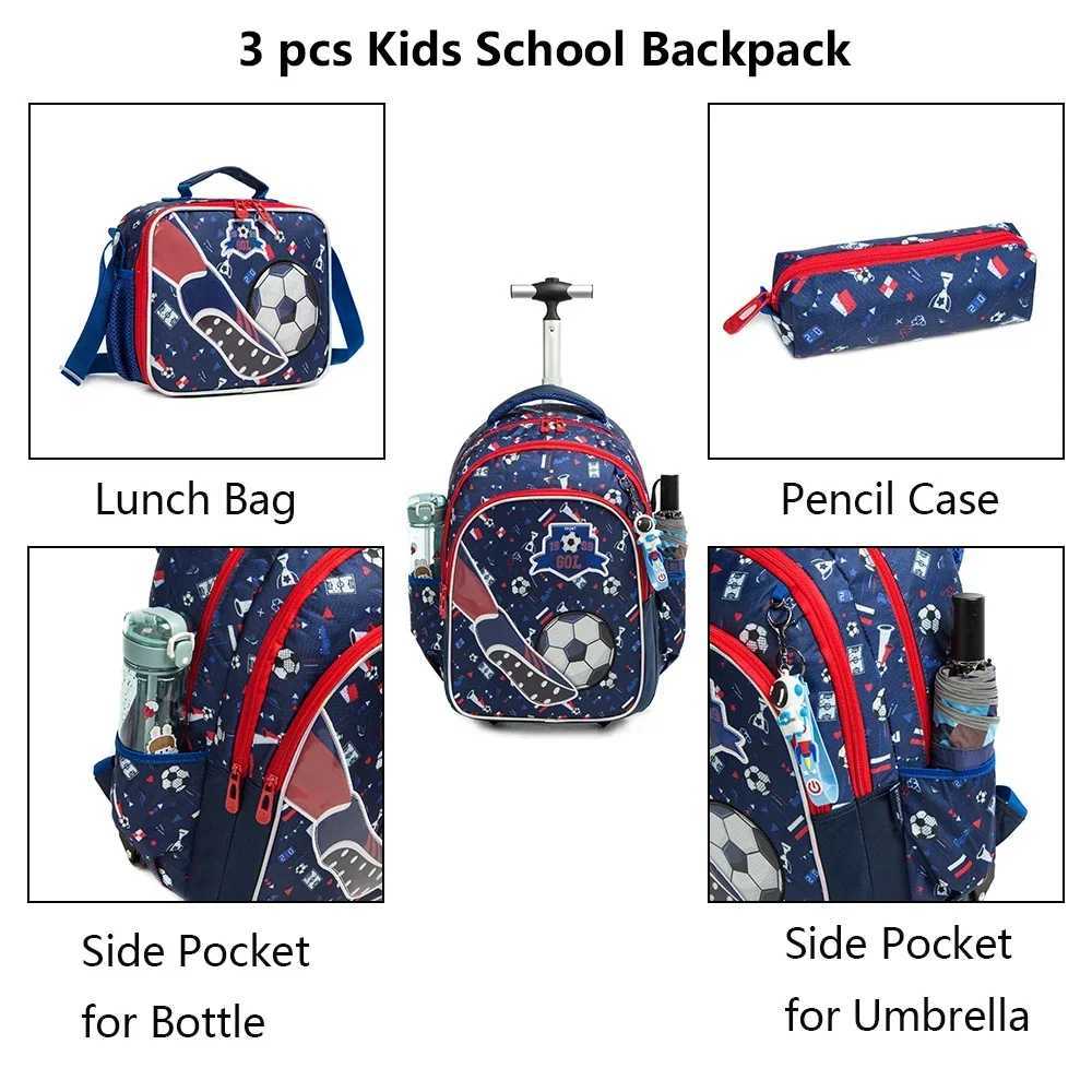 Kids School Bags Children Rolling Backpack Kids Trolley Bag Boy School Backpack Wheeled Bag Children Trolley Backpack Wheels Y240820