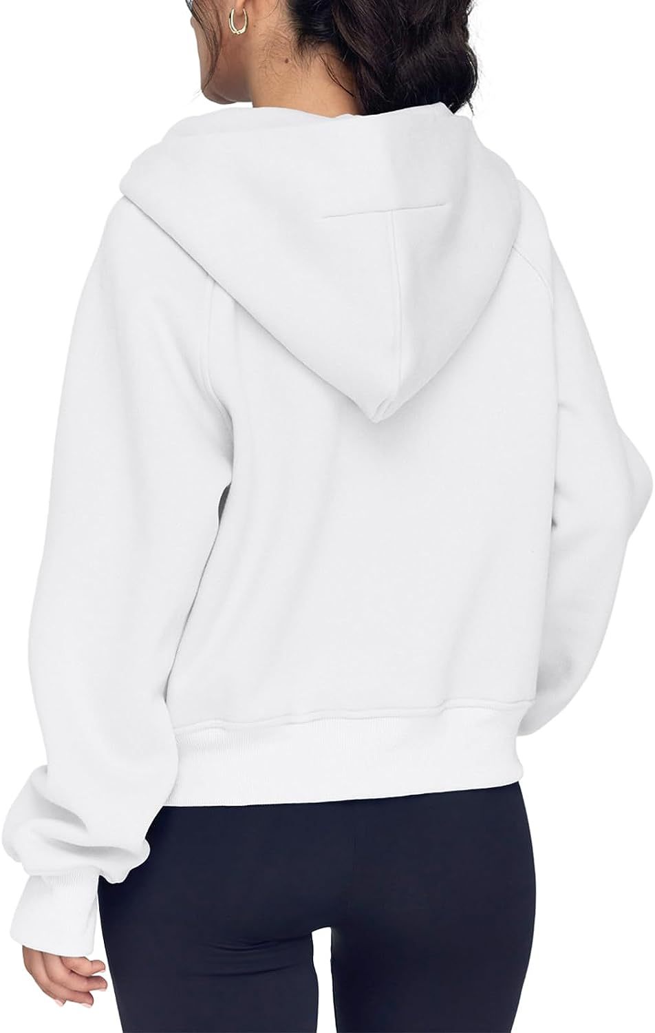 Chic Female Winter Cozy Pullover Hoodie with Stylish Collar & Semi-Zippered Opening Fit Top