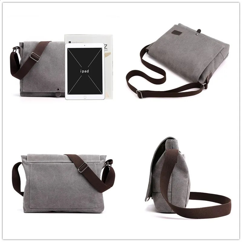 Mens Canvas Messenger Shoulder Crossbody Bags Man Fashion Cross Body Bag Casual Solid high workmanship Male Bag bolso 240819
