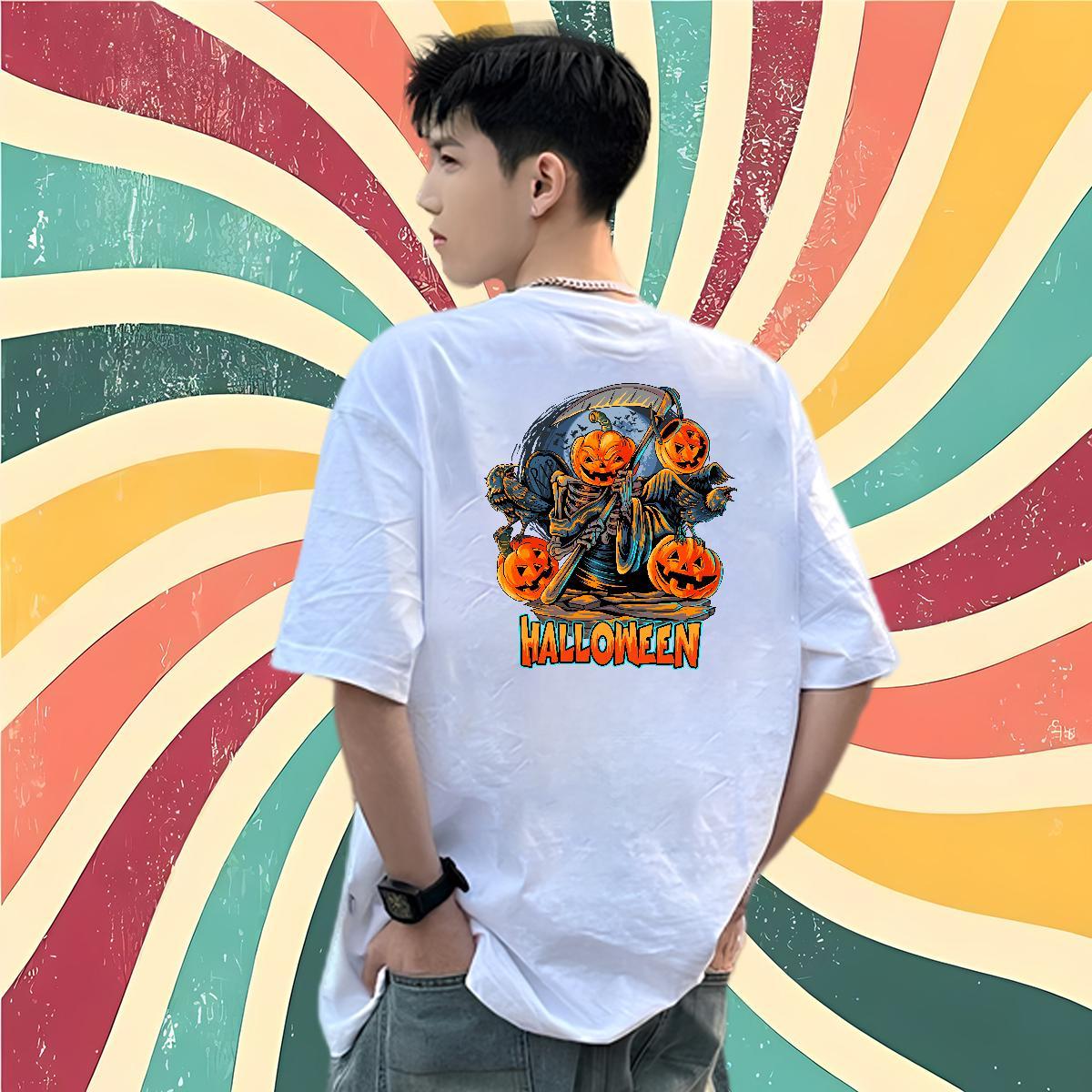 Classic Tshirt for Man Woman Halloween Sports Casual 230g 100% Cotton Clothings Breathable Soft Loose Fit Men T Shirts Customized Print