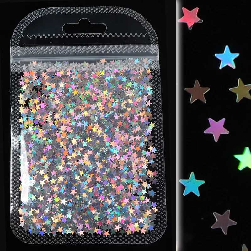 12 Colors Holographic Nail Glitter Sequins Colorful Stars Confetti Laser Glitter Nail Art Flake 3D Manicure Decals Nail SupplyXJ240815