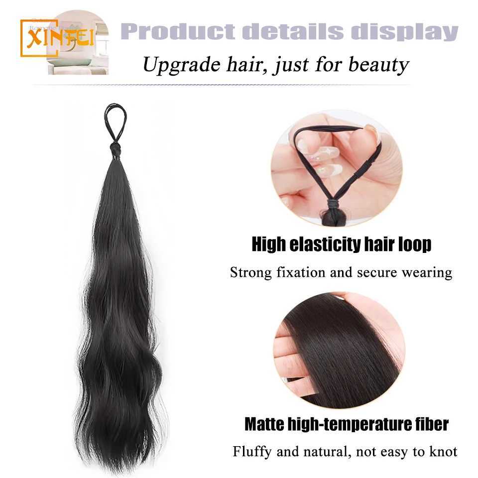 Synthetic wig hair tie womens hair new style self curling Chignon low tie ponytail fluffy high gloss hairstyle W240817