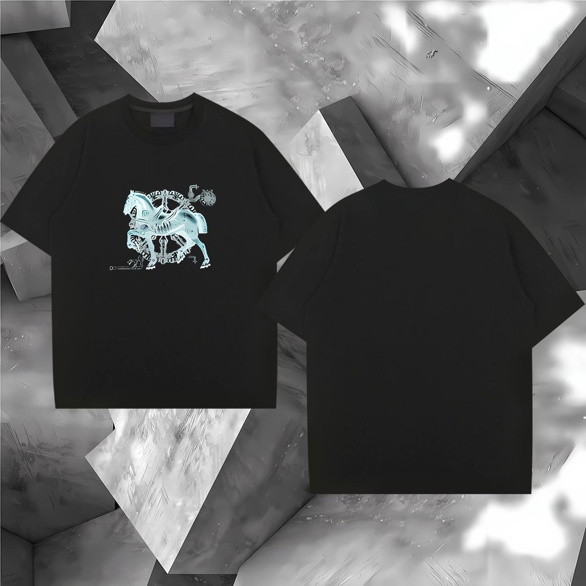 Custom Tshirt for Man Woman horse Home Outdoor 230g Pure Cotton Tees Shirts O Neck Short Sleeves Popular T Shirts Men Cartoon Print