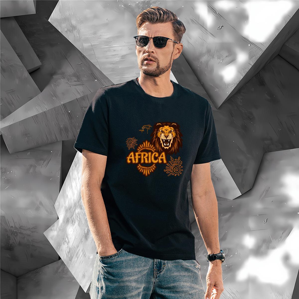 Classic T shirt Africa lion Short Sleeve O-Neck Beach DIY 230g Pure Cotton Men Tees Designer Fashion Tops