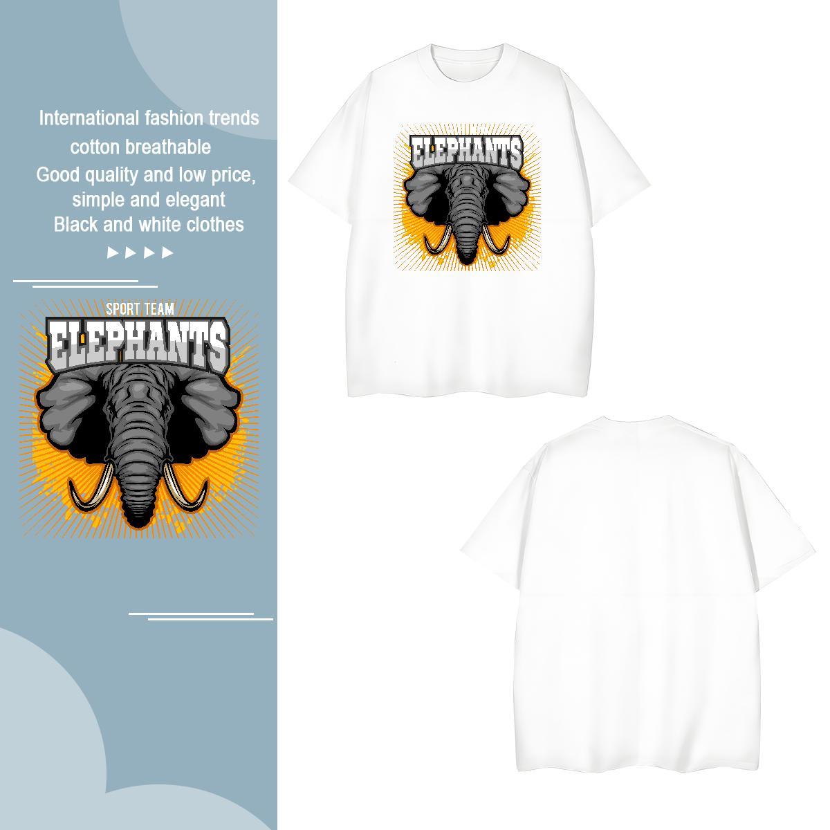 Brand T Shirt For Man elephant Short Sleeve O-Neck Street Wear Custom Printed 230g 100% Cotton Men Tops Tees Wholesale Clothings