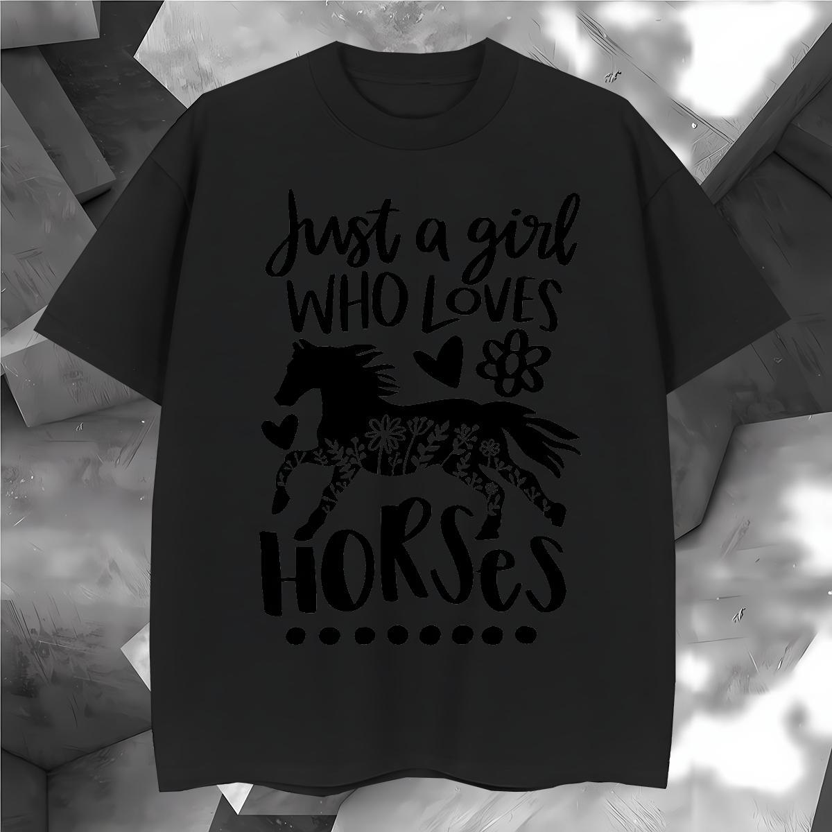 Unisex T-Shirts for Men horse Round Neck Short Sleeve Spring Summer Black White 100% Cotton 230g Mens Tshirts Classic Casual Tops Tees