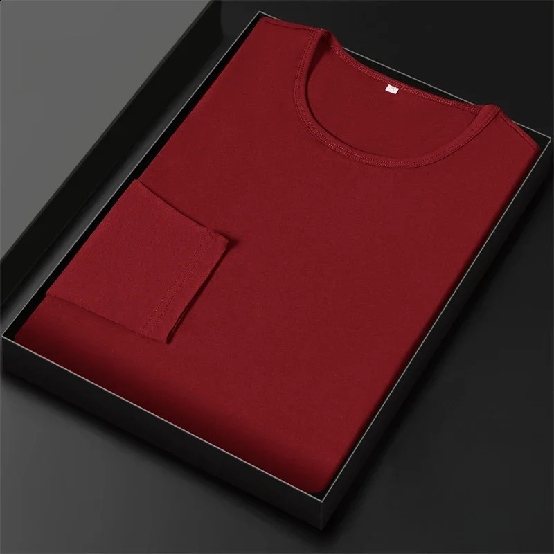 Mens Cotton Round Neck Long Sleeved T-shirt Summer Comfortable Top 240820