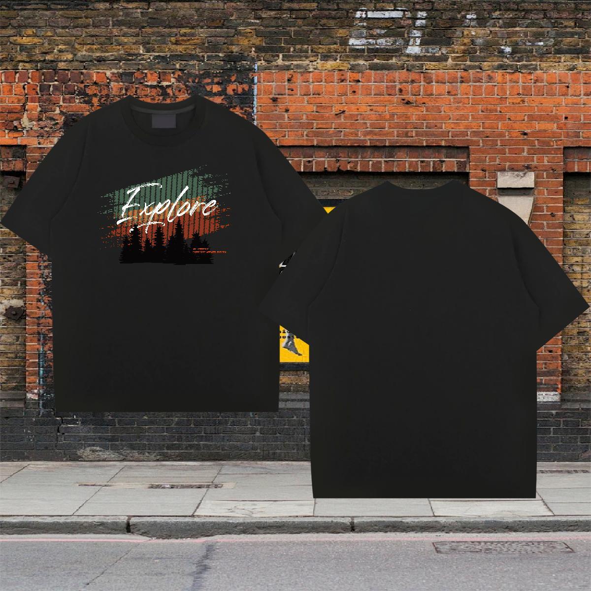 Classic Casual Tshirts grove Hip Hop Street 100% Cotton 230g Tops Shirt Breathable Short Sleeve Loose Fit T Shirts Men Customized