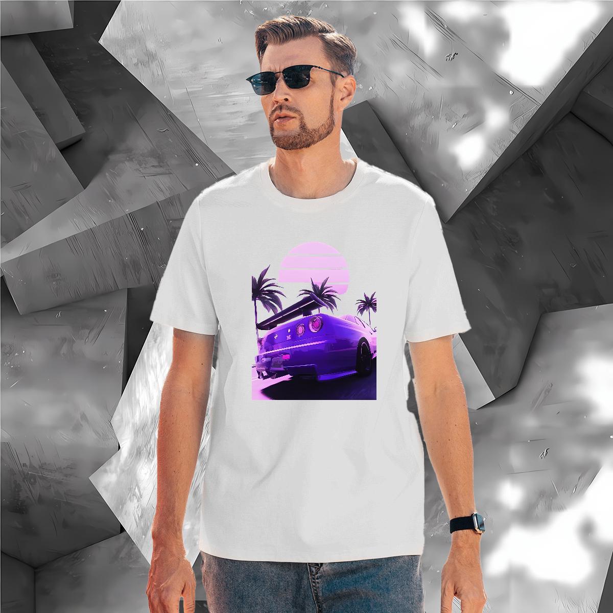 Loose Fit car Mens T Shirts Hip Hop Couples T Shirts 230g Cotton Classic Breathable Short Sleeve Plus Size Cartoon Wear