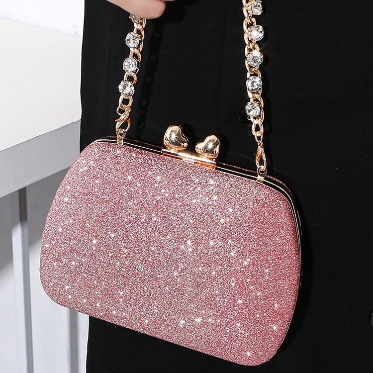 New Love Water Diamond Chain Crossbody Small Square Celebrity Banquet Handheld Bag