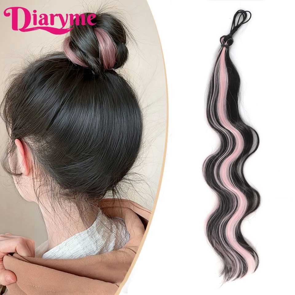 DIY Self Curling Hair Bunch Wig Synthetic Curly Ponytail Hair Bunch Hair Extension Braid Lazy Fluffy Fake Ponytail W240817