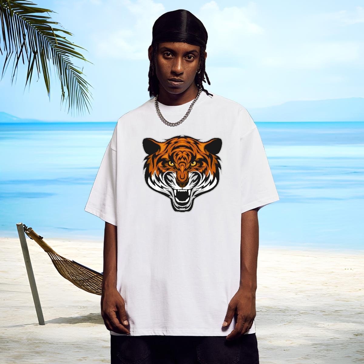 Popular Men T Shirts tiger Breathable Crew Neck Casual Oversized 230g Cotton Couples T Shirts Stylist Clothings