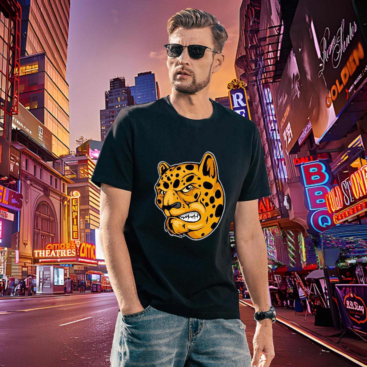 Comfortable T shirt leopard Breathable Crew Neck Summer Casual Plus Size Cartoon 230g Pure Cotton Tshirt for Man Woman Stylist Tops