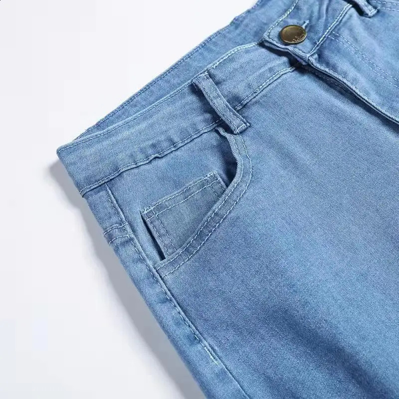 Ultra thin open collar mens jeans fashion painting hiphop denim Trouser street style young cool pants stretch 240819