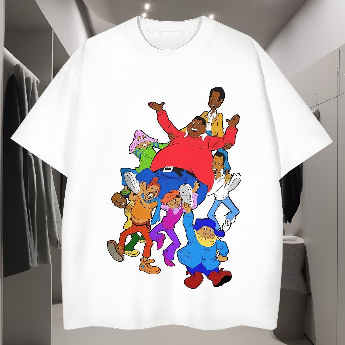 T Shirt For Man 230g Pure Cotton cartoon Hip Hop Street Crew Neck Breathable Custom Printing Tshirts 2024 Summer Unisex Tees Shirts