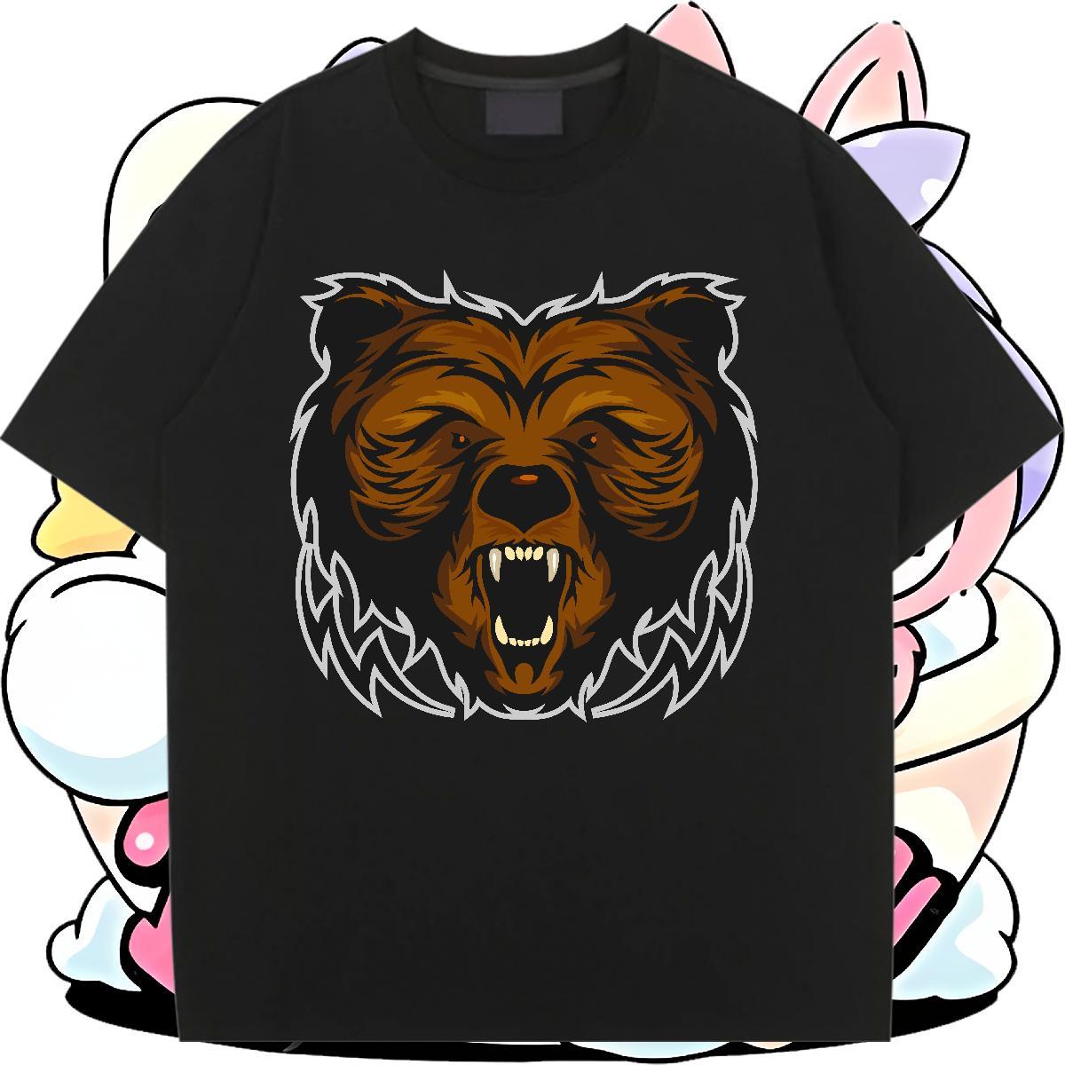 Custom Women Tees Summer Casual Breathable Short Sleeve Top Shirts Brand 100% Cotton 230g bear Anime Oversized Womens T Shirts