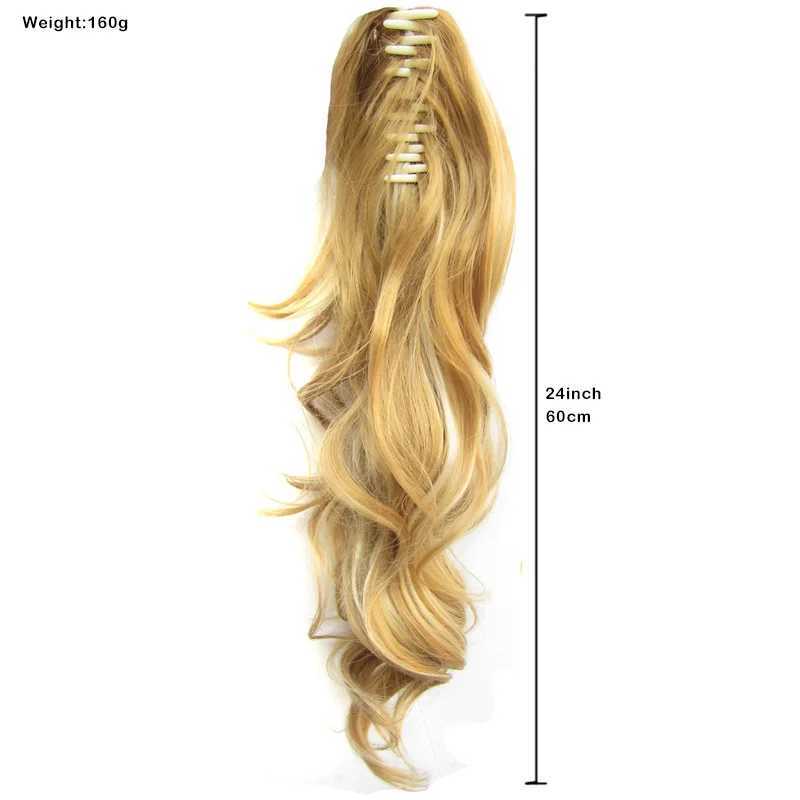 Zolin synthetic long wave ponytail extension claw clip ponytail black hair suitable for women W240817