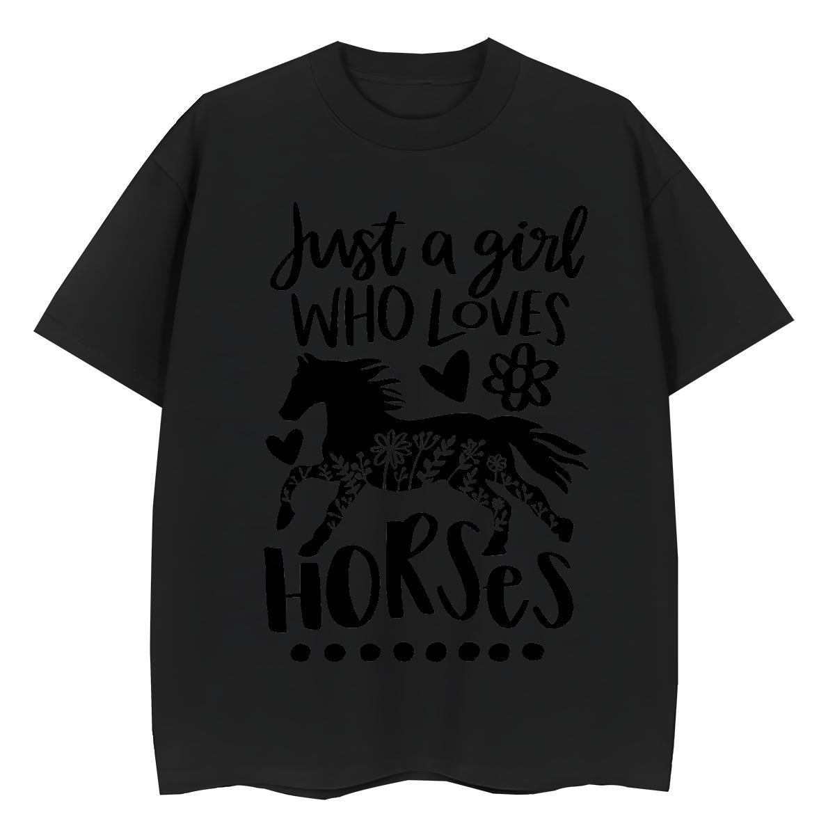Soft T-Shirts for Men horse O-Neck Short Sleeve Home Outdoor Cartoon Print 230g Pure Cotton Men Tees Casual New Tops Tees