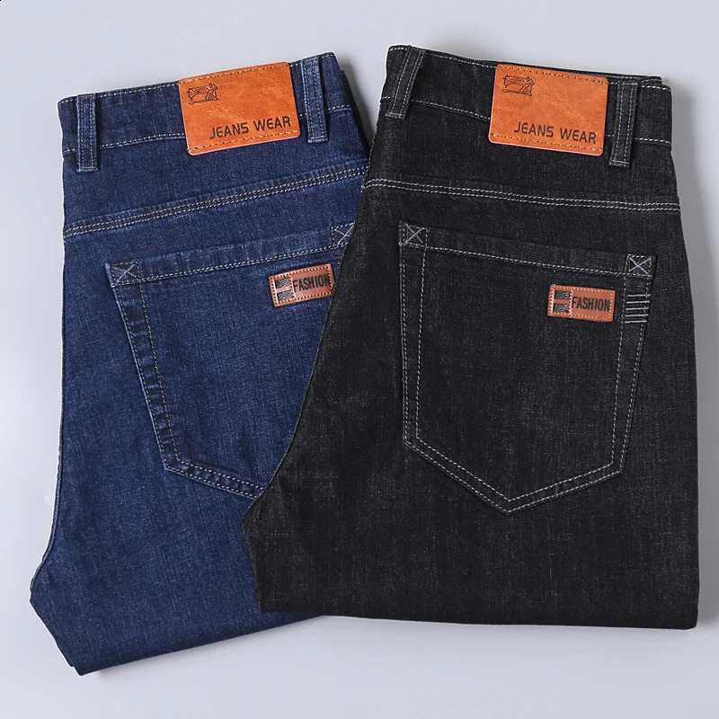 Summer thin denim mens shorts highquality jeans pure cotton straight blue casual size 40 240819