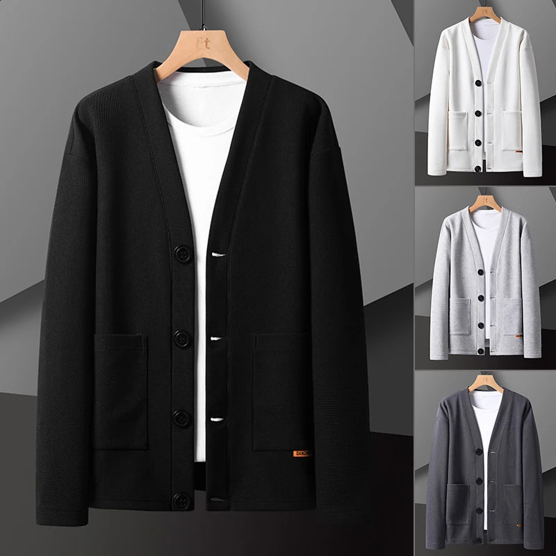 2024 Spring and Autumn Mens Cardigan V-neck Set a two-piece set of cardigan top and casual pants 240819