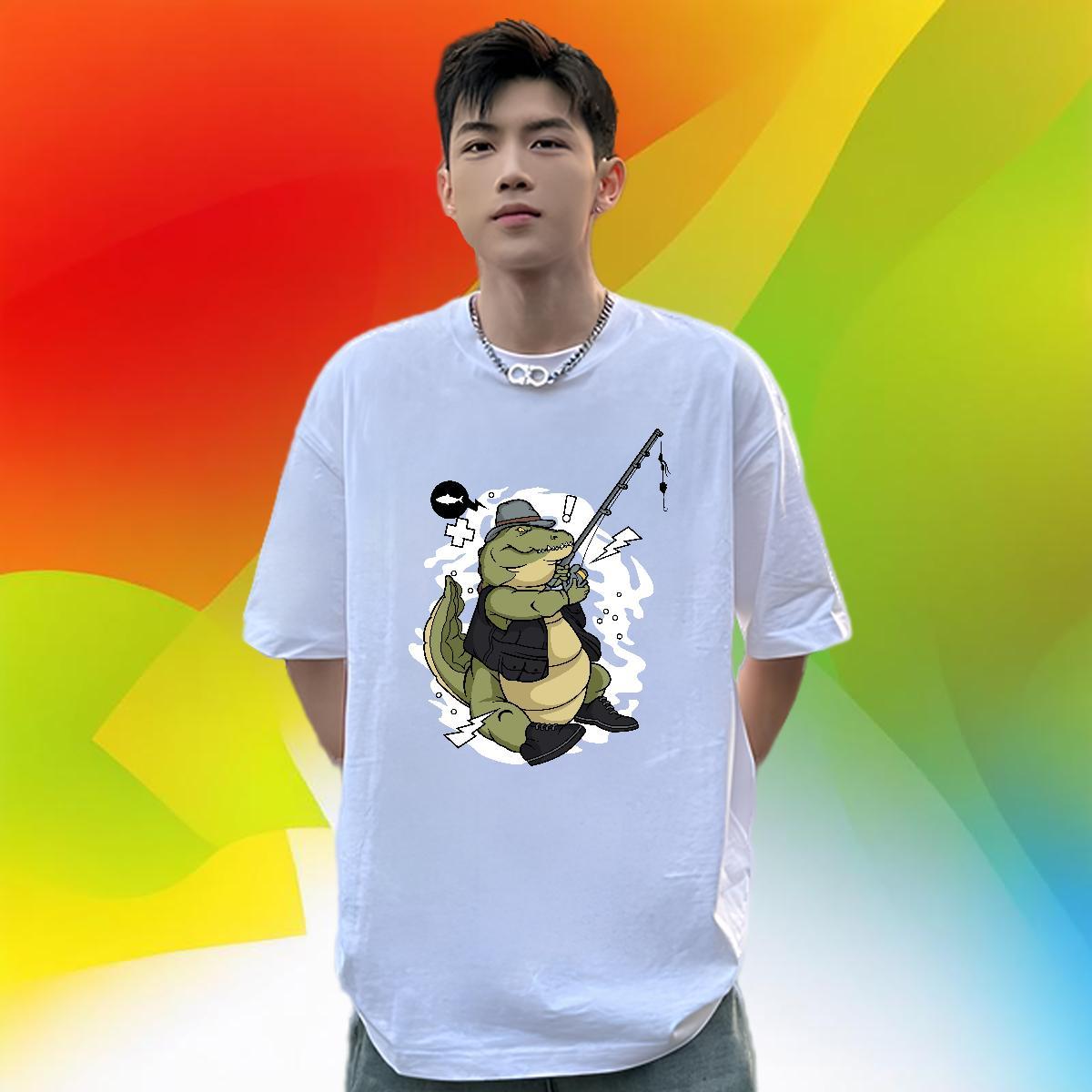 New Designer Men Clothes T-Shirt fishing Home Outdoor 230g Cotton Tshirts Breathable Crew Neck Soft T Shirt For Man Skull