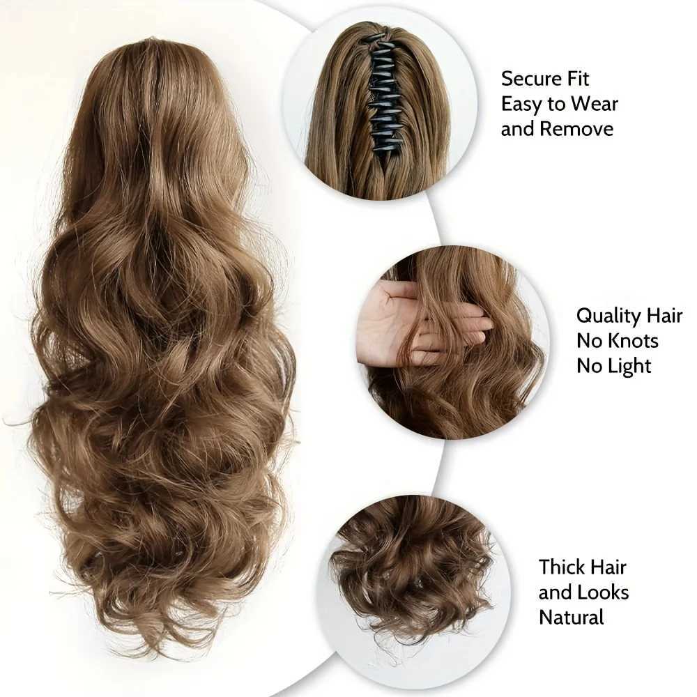 Wave synthetic fake hair clip in ponytail wig ponytail curled daily hair piece suitable for women with light brown or multi-color options W240817