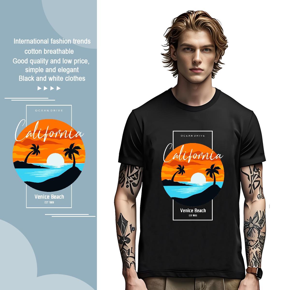 Loose tree 100% Cotton 230g Men Clothes T-Shirt Sport Pure Cotton T Shirts Men Custom Plus Size Cartoon Tops